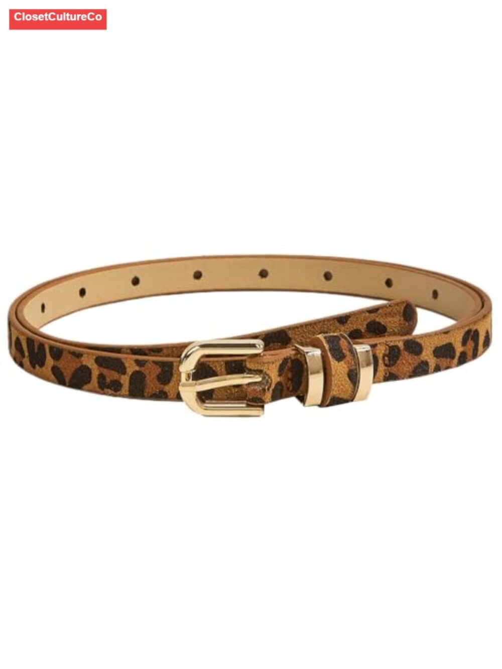 Pooyikoi Women's Skinny Faux Leather Belt Gold Buckle for Jeans